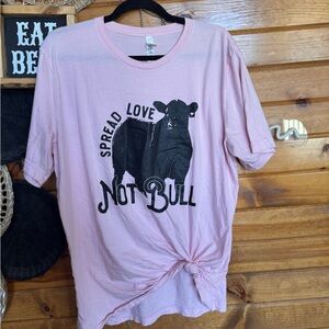 Pink Graphic Tee with Bull Print